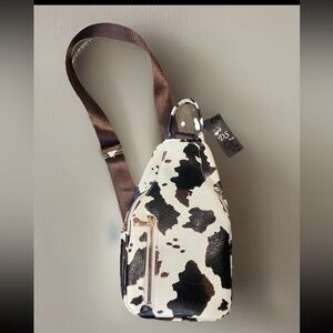 Women's Stylish Cow Print Sling Backpack With Adjustable Straps
